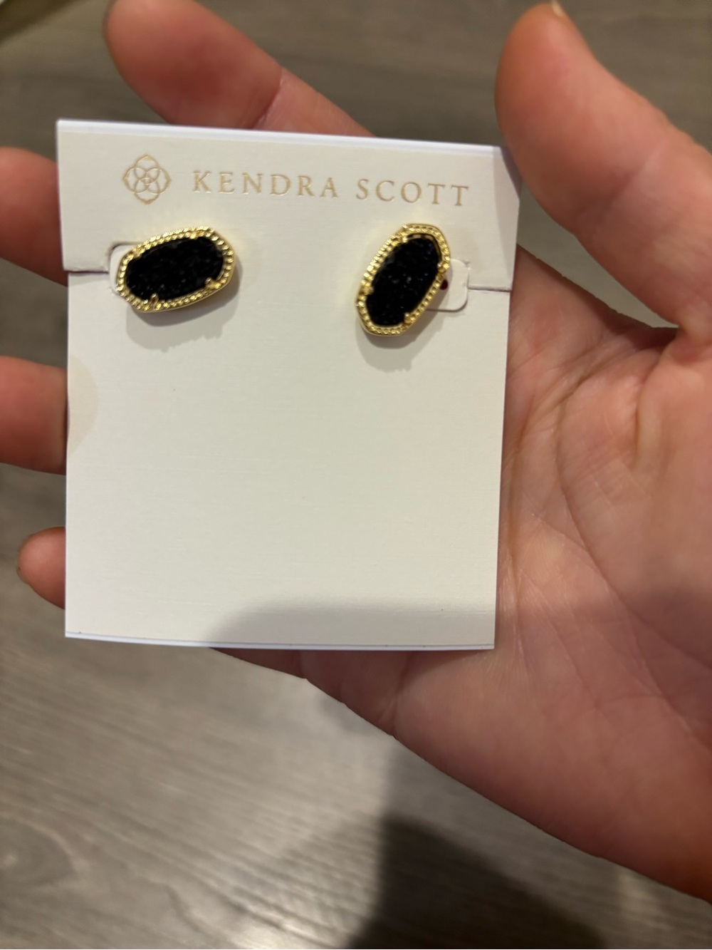 Kendra Scott Black and Gold Druzy Petite Stud Earrings
